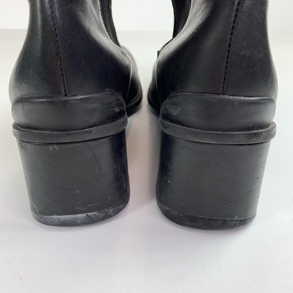 Ecco Boots Heeled Ankle Black Leather Size 8 - Picture 6 of 6